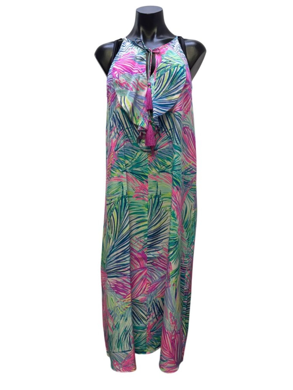 Lilly Pulitzer Sleeveless Turquoise Pink Tropical Print Dress S